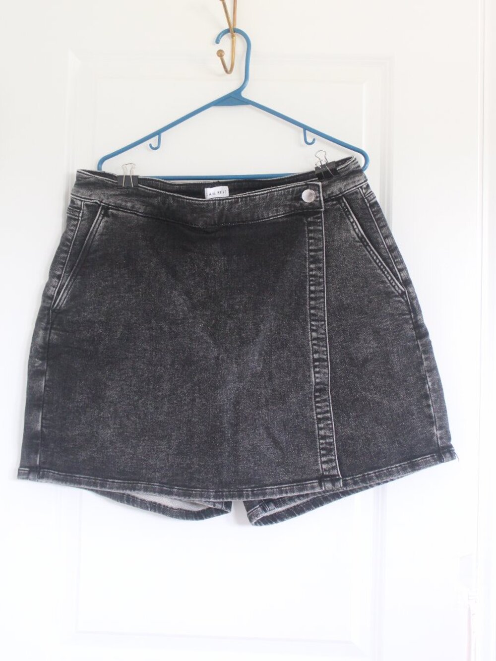 Lane Bryant Denim Mini Skort Skirt Shorts Sz 14 Cotton Denim Blend Zip  Black